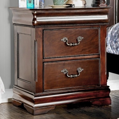 Furniture of America Mandura Traditional Solid with Wood Veneer Cherry Night Stand Model CM7260N