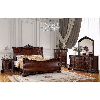 Bellefonte Brown Cherry 4 Piece Queen Bedroom Set Model CM7277Q-4PC by Furniture of America
