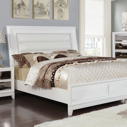 Furniture of America Golva Contemporary Solid with Wood Veneer White Bed Model CM7295WH-EK-BED