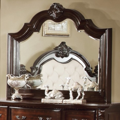 Furniture of America Monte Vista Traditional Solid with Wood Veneer Brown Cherry Mirror Model CM7296M