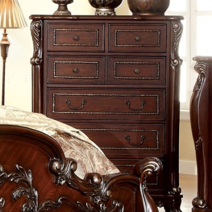 Furniture of America Castlewood Traditional Solid with Wood Veneer Cherry Chest Model CM7299C