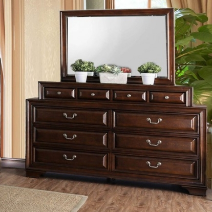 Furniture of America Brandt Transitional Solid with Wood Veneer Brown Cherry Dresser Model CM7302CH-D