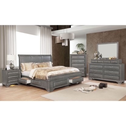 Katherine Gray 5 Piece Queen Bedroom Set with Chest Model CM7302GY-Q-5PC-CHEST by Furniture of America