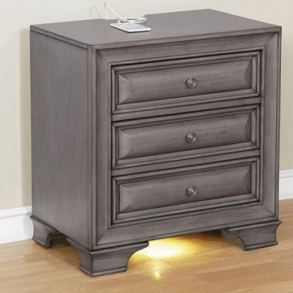 Furniture Of America Brandt Transitional Solid Wood, Wood Veneer, Others Gray Night Stand | CM7302GY-N