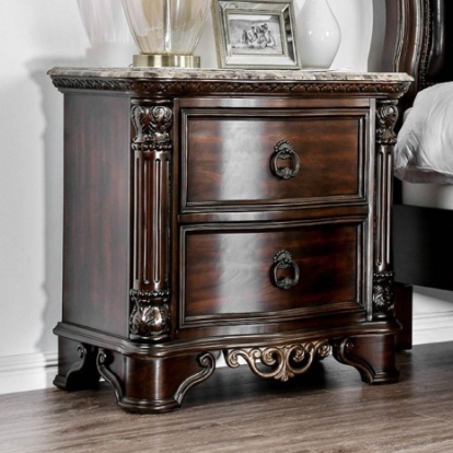 Furniture of America Menodora Transitional Solid with Wood Veneer Brown Cherry Night Stand Model CM7311N
