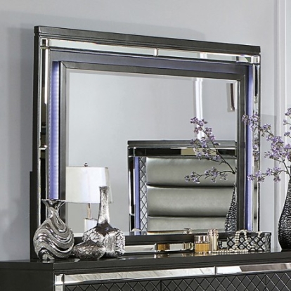 Furniture of America Calandria Contemporary Solid with Wood Veneer Gray Mirror Model CM7320GY-M