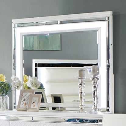 Furniture of America Calandria Contemporary Solid with Wood Veneer White Mirror Model CM7320WH-M