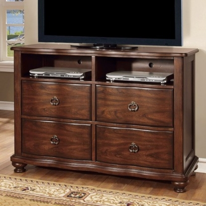 Furniture Of America Bellavista Traditional Solid Wood, Wood Veneer, Others Brown Cherry Media Chest | CM7350TV