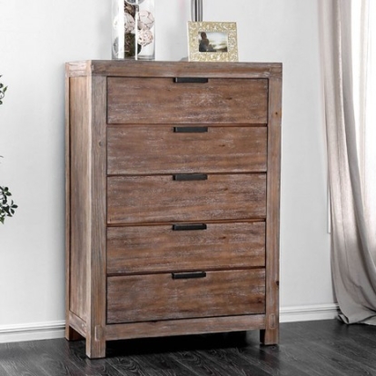Furniture of America Wynton Rustic Solid with Wood Veneer Weathered Light Oak Chest Model CM7360C