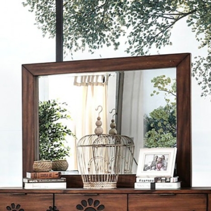 Furniture of America Amarantha Transitional Solid with Wood Veneer Dark Oak Mirror Model CM7362M