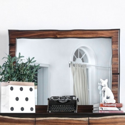 Furniture of America Fulton Rustic Solid with Wood Veneer Dark Oak-Dark Walnut Mirror Model CM7363M