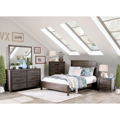 Rexburg Wire-Brushed Rustic Brown 5 Piece Queen Bedroom Set with Chest Model CM7382Q-5PC-CHEST by Furniture of America