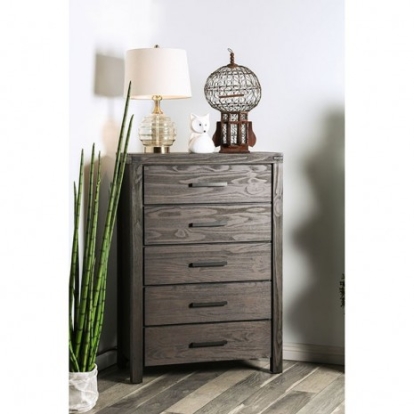 Furniture Of America Rexburg Rustic Solid Wood, Wood Veneer, Others Wire-Brushed Rustic Brown Chest | CM7382C