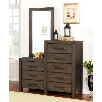 Rexburg Wire-Brushed Rustic Brown 8-Drawer Dresser Mirror Model CM7382CM by Furniture of America