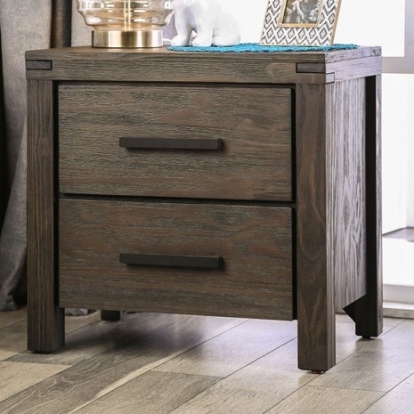 Furniture of America Rexburg Rustic Solid with Wood Veneer Wire-Brushed Rustic Brown Night Stand Model CM7382N