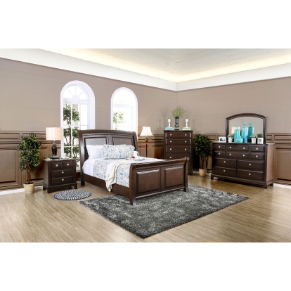 Litchville Brown Cherry 5 Piece Queen Bedroom Set with Chest Model CM7383Q-5PC-CHEST by Furniture of America