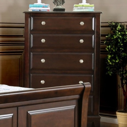Furniture of America Litchville Transitional Solid with Wood Veneer Brown Cherry Chest Model CM7383C