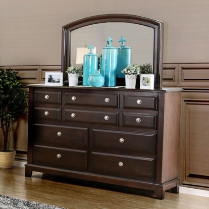 Furniture of America Litchville Transitional Solid with Wood Veneer Brown Cherry Dresser Model CM7383D