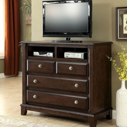 Furniture of America Litchville Transitional Solid with Wood Veneer Brown Cherry Media Chest Model CM7383TV