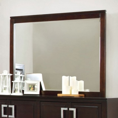 Furniture of America Balfour Transitional Solid with Wood Veneer Brown Cherry Mirror Model CM7385M