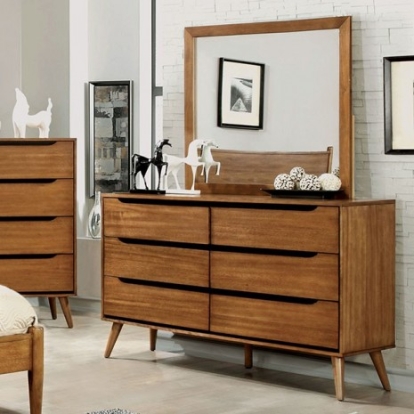 Furniture of America Lennart Mid-Century Modern Solid with Wood Veneer Oak Dresser Model CM7386A-D