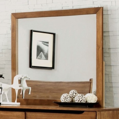 Furniture of America Lennart Mid-Century Modern Solid with Wood Veneer Oak Mirror Model CM7386A-M