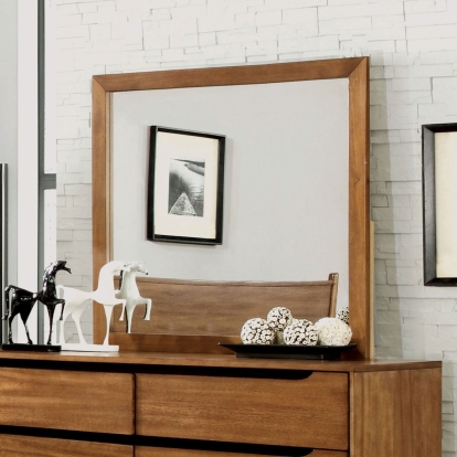 Lennart Oak Rectangular Mirror Model CM7386A-M by Furniture of America