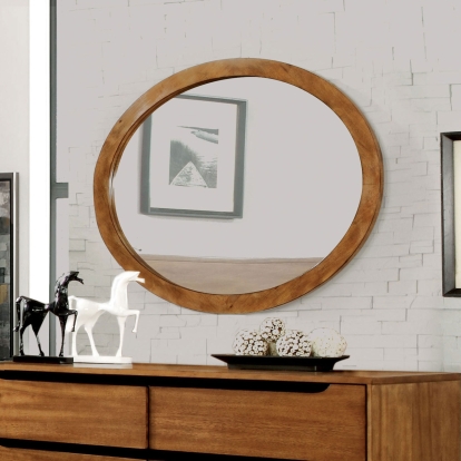 Lennart Oak Oval Mirror Model CM7386A-MO by Furniture of America