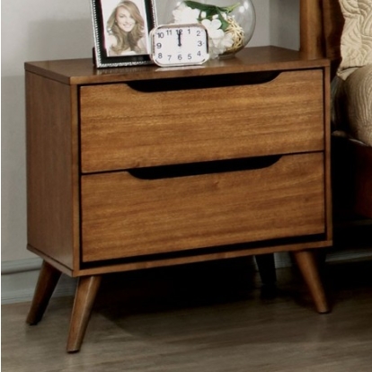 Furniture of America Lennart Mid-Century Modern Solid with Wood Veneer Oak Night Stand Model CM7386A-N