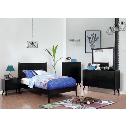 Lennart Black 5 Piece Queen Bedroom Set with Chest Model CM7386BK-Q-5PC-CHEST by Furniture of America
