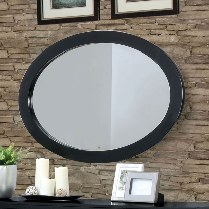 Lennart Black Oval Mirror Model CM7386BK-MO by Furniture of America