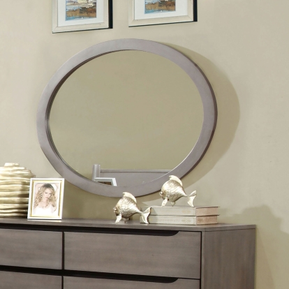 Lennart Gray Oval Mirror Model CM7386GY-MO by Furniture of America