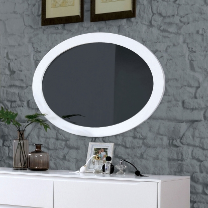 Lennart White Oval Mirror Model CM7386WH-MO by Furniture of America