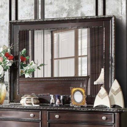 Furniture of America Europa Transitional Mirror Solid with Wood Veneer Espresso Mirror Model CM7389M