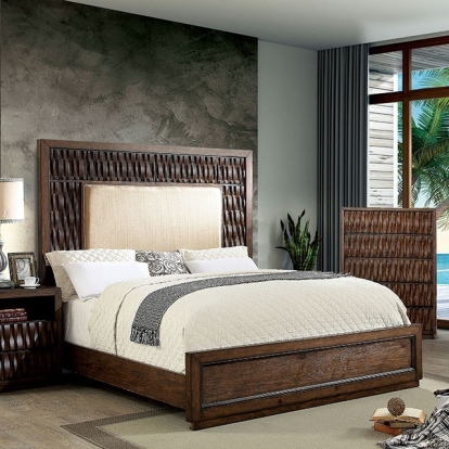 Furniture of America Eutropia Transitional with Wood Warm Chestnut Bed Model CM7395-EK-BED