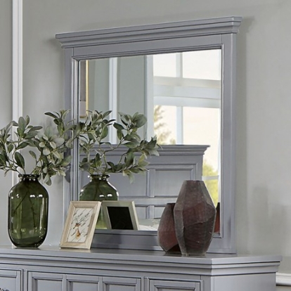 Furniture of America Castlile Transitional Solid with Wood Gray Mirror Model CM7413GY-M