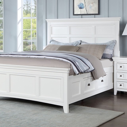 Furniture of America Castile Transitional Solid with Wood White Bed Model CM7413WH-Queen Bed