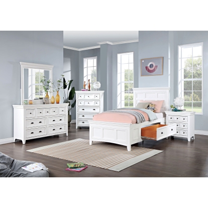 Castile White 4 Piece Twin Bedroom Set Model CM7413WH-T-4PC by Furniture of America