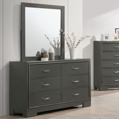 Furniture of America Alison Contemporary Solid with Wood Metallic Gray Dresser Model CM7416GY-D