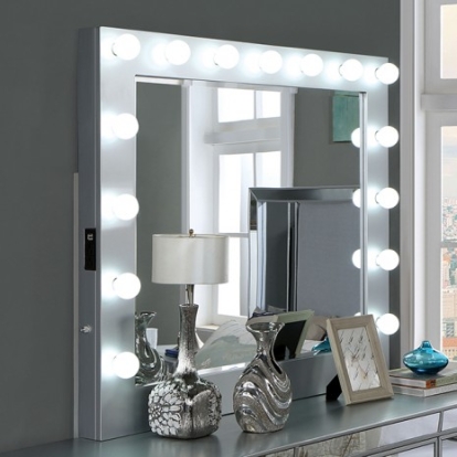 Furniture of America Belladonna Glam Mirror Solid with Wood Silver Mirror Model CM7417SV-M