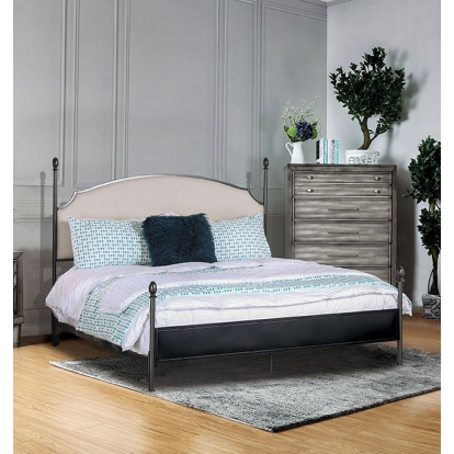 Furniture of America Sinead Transitional Linen-Like Metal Powder Coated Gen Metal-Beige Bed Model CM7420