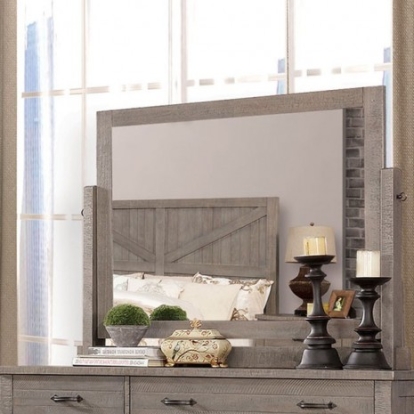 Furniture of America Brenna Transitional Solid with Wood Veneer Gray Mirror Model CM7435GY-M
