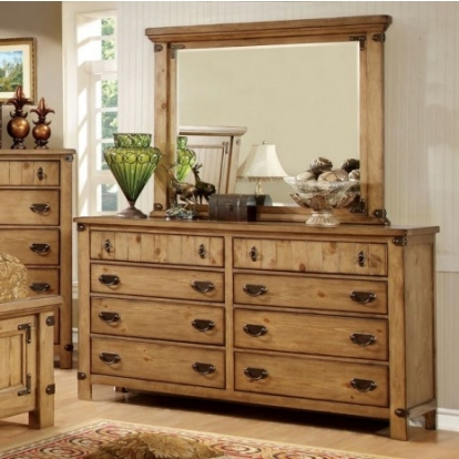 Furniture of America Pioneer Cottage Solid with Wood Veneer Weathered Elm Dresser Model CM7449D