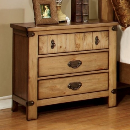 Furniture of America Pioneer Cottage Solid with Wood Veneer Weathered Elm Night Stand Model CM7449N