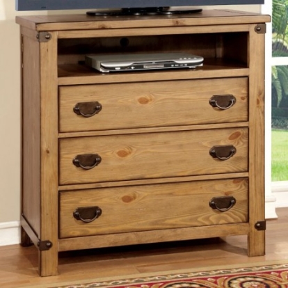 Furniture of America Pioneer Cottage Solid with Wood Veneer Weathered Elm Media Chest Model CM7449TV