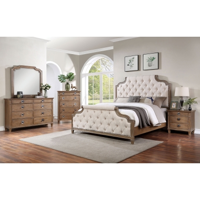 Fatima Rustic Natural/Beige Queen Bed Model CM7455BG-Q-BED by Furniture of America