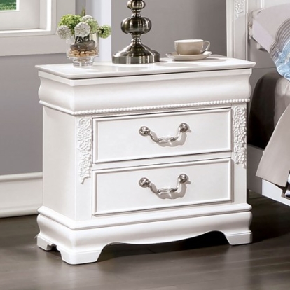 Furniture of America Alecia Transitional Solid with Wood White Night Stand Model CM7458WH-N