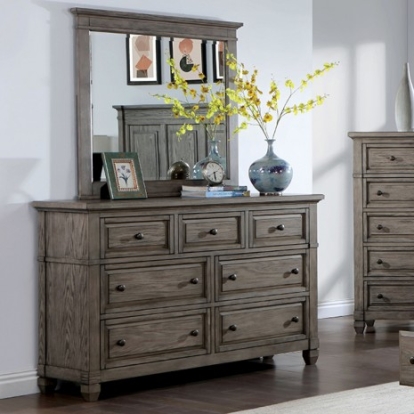Furniture of America Durango Transitional Solid with Wood Veneer Warm Gray Dresser Model CM7461GY-D