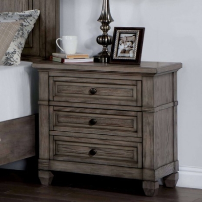 Furniture of America Durango Transitional Solid with Wood Veneer Warm Gray Night Stand Model CM7461GY-N