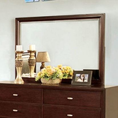 Furniture of America Genova Transitional Solid with Wood Veneer Brown Cherry Mirror Model CM7464M